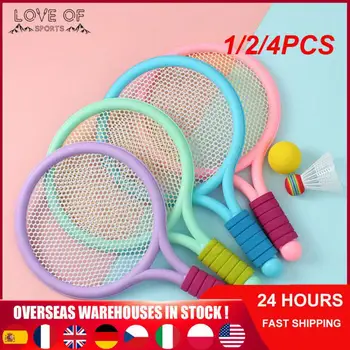 1/2/4 ADET Taşınabilir Çocuklar İçin Raket Spor Eğlence Tenis Badminton Badminton Topları Tenis Raketi Seti