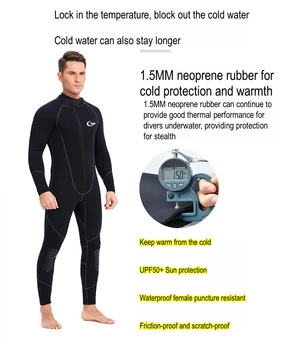 1.5 MM Erkekler Neopren Kalınlaşmış Sıcak Tutmak Tek Parça Sörf Derin Dalış Profesyonel Spearfishing Takım Elbise Kapşonlu dalgıç kıyafeti
