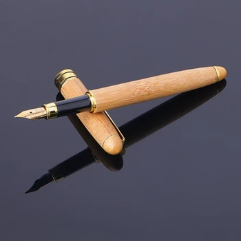 1 ADET Bambu dolma kalem ince uç pürüzsüz yazma en iyi hediye ofis kaynağı