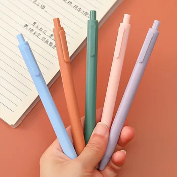 1 ADET Basit Macaron Renk Manuel Jel Kalemler Siyah Mürekkep 0.5 mm Ince Pointpen Yazma Öğrenci Kırtasiye Okul Malzemeleri