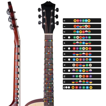1 adet Gitar Ölçekli Not Klavye Çıkartmalar Aksesuarları Notlar Fret Çıkartmaları Acemi Öğrenme Gitar Ukulele Bas Parçaları 19. 5x11cm
