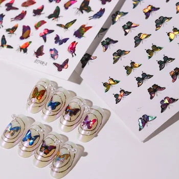 1 adet Holografik Lazer Kelebek 3D Çivi Sticker Renkler Altın DIY Tırnak Çıkartmaları Tasarımları Tırnak Sanat Manikür Süslemeleri Salon