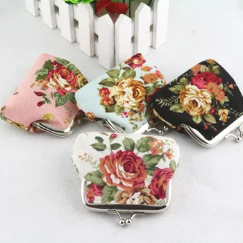 1 Adet Mini bozuk para kesesi Kadınlar için Küçük Retro Çiçek el çantası Estetik Çiçek bozuk para cüzdanı Taşınabilir Vintage Anahtarlık bozuk para cüzdanı