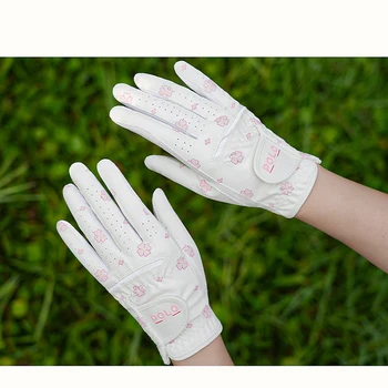 1 Adet Rahat Nefes kadın Golf eldivenleri Bayanlar Sol Sağ El Tüm Hava Fit PU Deri Mikrofiber Bez Golf Aksesuarları