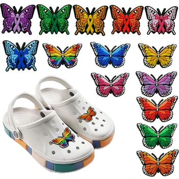 1 adet Renkli Kelebekler Ayakkabı Takılar Croc Sandalet Aksesuarları Ayakkabı Süslemeleri Croc Kot Kadınlar için