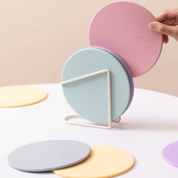 1 Adet Yuvarlak Silikon ısı yalıtım yastığı İskandinav Morandi Renkli Placemat Minimalist Ev Bulaşık Mat Coaster Mutfak Malzemeleri