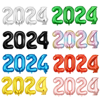 1 Takım 2024 Numarası Alüminyum Film Balon Parti Sahne Dev Numarası Mezuniyet Partisi Balonlar Dekor Yeni Yıl Malzemeleri