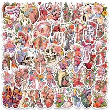 10/50 adet Karikatür İnsan Vücudu Organı Çiçek Çıkartmalar Anatomi Haritası Çıkartmaları DIY Dizüstü Su Şişesi Dizüstü Bagaj Telefon Oyuncak