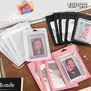 10 ADET Kart Fotocard saklama çantası Renk Mat Şeffaf Kilitli Torba Hediye Paketleme Çantası Etiket Kartı Kol Ambalaj Çantası