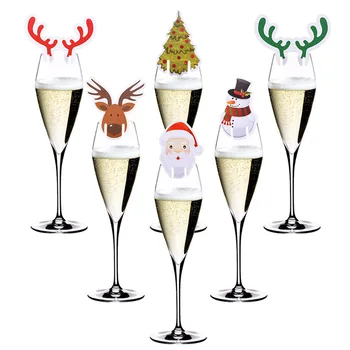 10 Adet Noel Şarap Bardağı Kartları Masa Yer Dekorasyon Ev için Noel Süs Doğum Günü Yeni Yıl 2024 Parti Ev Gereçleri