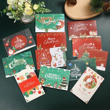 10 ADET / takım Noel Tebrik Kartı Noel Arifesi posta kartı Mesaj Kartı Davetiyeleri Yeni Yıl Yaratıcı Hediye Kartı Kartpostal Zarf