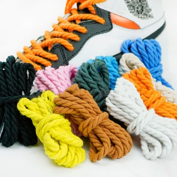 10 Renk Yuvarlak Yüksek Kaliteli Polyester Pamuk Kalın Halat Danteller 120 cm Uygun spor salonu ayakkabısı Tuval Düz Renk Ayakkabı Bağcıkları