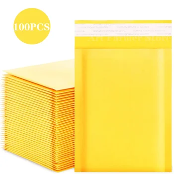 100 adet Ambalaj Malzemeleri Kraft Kağıt Zarflar Nakliye Paketleri Kabarcık Zarf Gönderme Paketi Ambalaj Çantası Mailler Teslimat