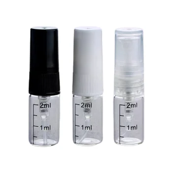 100 adet Mini Cam Sprey Şişesi Siyah Beyaz Şeffaf Pompa Kapağı Kozmetik Ambalaj Parfüm Dolum Küçük Örnek Şişeler 2ml 3ml 5ml 10ml