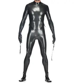 100 % Lateks Kauçuk Gummmi Gümüş erkek bodysuit yarış üniforma parti rol özel durum el özelleştirilmiş 0.4 mm XS-XXL