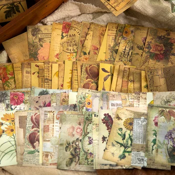 100 Yaprak Malzeme kağıt Retro sanat kelebek makale Bitki el defteri Dekoratif malzeme kağıt el yazısı kağıt 6 stilleri