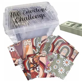 100 Zarflar Para Tasarrufu Mücadelesi 100 Gün Para Tasarrufu Bağlayıcı Bütçe Planlama El Kitabı saklama kutusu Mastering