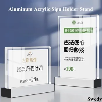 100x70mm Şeffaf Akrilik Konuşmacı Fiyat Etiketi Veri Fiyat Etiketi Burcu Tutucu Standı Masa Metal Adı Numarası kart tutucu Ekran Standı