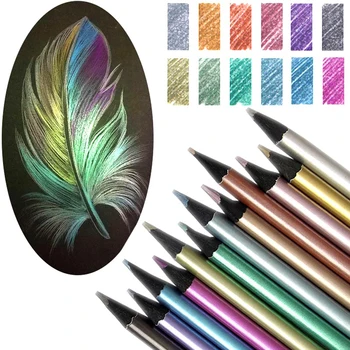 12 Renk Metalik Kalem Renkli Çizim Kalem Eskiz Kalem Boyama Renkli Kalemler Sanat Malzemeleri renkli kurşun kalem Seti