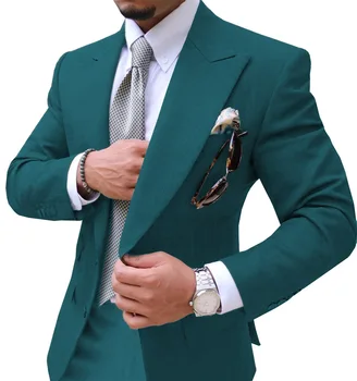 14 Renkler 2 Adet (Ceket+Pantolon)rahat erkek Takım Elbise Slim Fit Blazer Pantolon Resmi İş Giyim Smokin Damat Düğün Parti Giyim