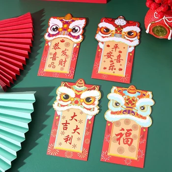 16 ADET Çin Kırmızı Zarf Bahar Festivali Yeni Yıl Şanslı Para Zarfları Çin Tarzı Tasarım Renkli Zarflar