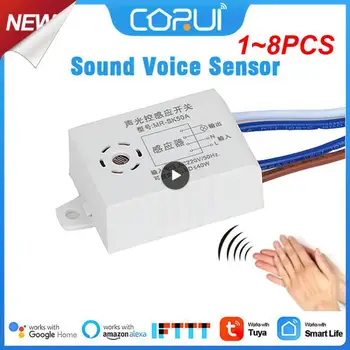 1~8 ADET Ses Sensörü 220v Otomatik Açık / kapalı Ses Ses Sensörü Anahtarı Ses Aktif ışık anahtarı Koridor