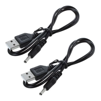 2 Adet 3.5 Mm X 1.3 Mm Siyah USB Kablosu Kurşun Şarj Kablosu Güç Kaynağı