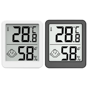 2 Adet LCD Dijital Termometre Higrometre Kapalı Oda Elektronik Sıcaklık Nem Ölçer Sensörü Plastik + Metal