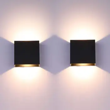 2 Adet LED duvar ışıkları kapalı yukarı Aşağı duvar lambası Modern Duvar aplik aydınlatma siyah oturma odası yatak odası koridor koridor merdiven