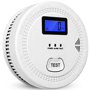2 in 1 CO & Duman Alarmı, Karbon Monoksit Dedektörleri, Duman Dedektörü, 85DB Alarm, Ev ve Mutfak için, LCD Ekran, Bir