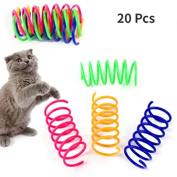 20 Adet Pet Kedi Kendi Kendine yardım Oyuncaklar Plastik Bobin Spiral Bahar Atlama Alay Kedi Aksesuarları Kedi Oyuncak Pet Malzemeleri