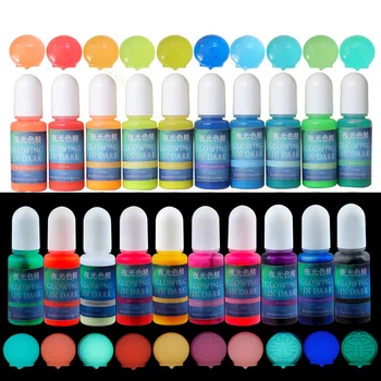 20 Renk Aydınlık Epoksi UV Reçine Pigment Alkol Mürekkep Seti Karanlıkta Parlayan Sıvı Renklendirici Floresan Boya DIY Takı Yapımı için