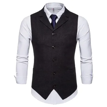 2023 İlkbahar ve Sonbahar Yeni erkek Takım Elbise Yaka Tek Göğüslü Rahat Yelek Büyük Takım Elbise Yelek Ceket