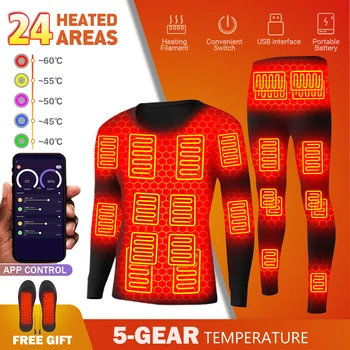 2023 Kış Isıtmalı Ceket Isıtma termal iç çamaşır Polar termal iç çamaşır USB Powered Akıllı Telefon APP Kontrol Sıcaklığı