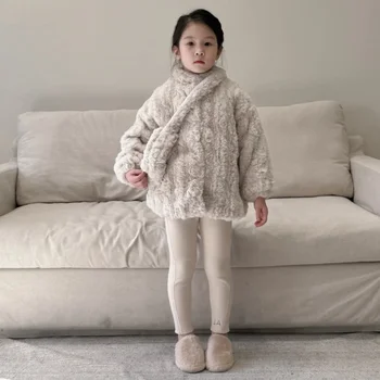 2023 Kış Yeni Kore Tarzı Kız Kapitone Ceket Çanta ile Çocuk Sıcak Yün Ceket Kız Kış Ceket Kürk Ceket Katı Kış Giysileri