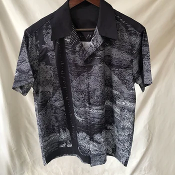2023 Siyah Bitki Desen Kısa Kollu Kontrast Renk Gömlek Yaz Casual Gömlek Streetwear Camisa Masculina Gömlek Moda Hombre