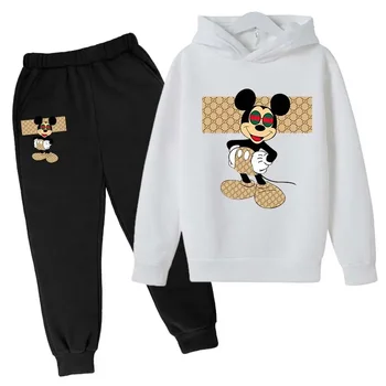 2023 Yeni Mickey ve Minnie çocuk Baskılı Hoodies Uzun kollu Tişörtü Popüler Giyim Erkek ve Kız Giysileri