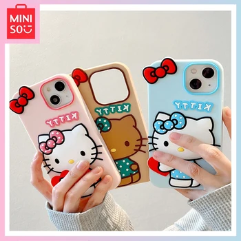 2023 Yeni Miniso Hello Kitty Sevimli Karikatür Yay Y2K Tatlı Serin Tarzı İphone14Promax telefon kılıfı 13 / 12Pro Silikon telefon kılıfı
