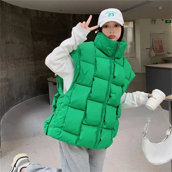 2023 Yeni Moda Sonbahar Kolsuz Yelekler Kadınlar için Kış kadın Soğuk Ceket Kore Tarzı Pamuk Yastıklı Kolsuz Parkas