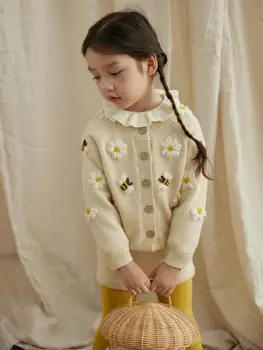 2024 Örme Kazak Kızlar için Kız Çocuk Kış Giysileri 2Y-10Y Çocuk Prenses Örgü Kazak Üstleri Bebekler Tasarımcı Triko