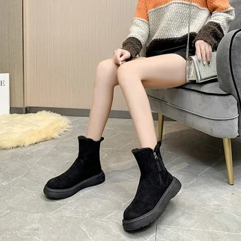 2024Doudou Ayakkabı Kış Yeni kadın pamuklu ayakkabılar Kore Baskı Peluş kadın ayakkabısı peluş ayakkabı Sıcak Ev kadın ayakkabısı