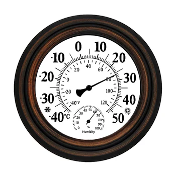 20CM Kapalı Açık Termometre Higrometre Sıcaklık Nem Ölçer duvar saati Termometre Ev Dekor için Pil Gerektirmez