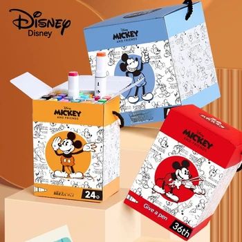 24/36/48 renk Disney Mickey işaretleyici kalem Öğrenci Sanat Özel Çizim Grafiti Çift Başlı Suluboya Kalem Çocuklar Kırtasiye Kaynağı