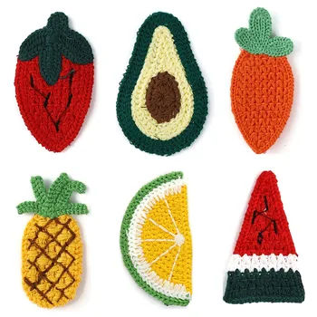 24 Adet Sevimli Meyve Yün İplik Giyim İçin Yamalar DIY Bebek Şapkalar Aksesuarları Stick-on Giysi Aplikler Firkete Dekor El Sanatları