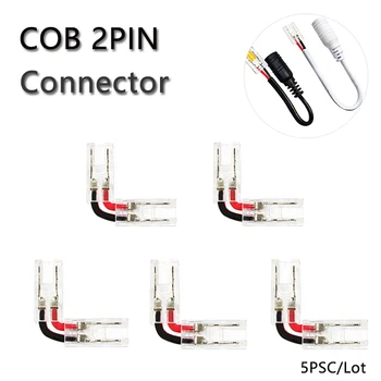 2Pin COB LED Şerit Konektörü 5 ADET 8mm 10mm Uzatma Kablosu Terminali LED Konnektörler 2835 5050 Bant ışıkları Sabit Kelepçe Klipleri