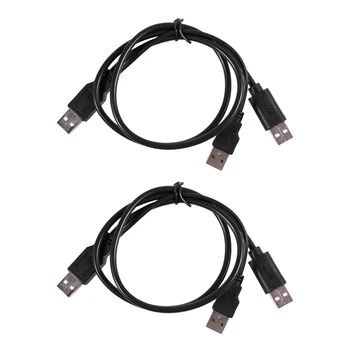 2X USB 2.0 Tip A Erkek Çift USB A Erkek Y Splitter kablo kordonu Siyah