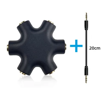 3.5 mm Kulaklık ses dağıtıcı kablosu 1 ila 5 dişi konnektör 6 Yollu Bağlantı Noktası Aux Müzik Ses Çıkışı + 1 adet 20cm Kablo Stereo Kulaklık için