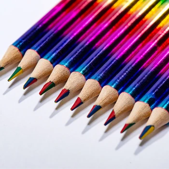 3 Adet Kağıt Gökkuşağı Kalemler 4 Renk 1 Degrade Boya Kalemi Yazma Kırtasiye Okul ve Ofis Malzemeleri için Yazma ve Boyama
