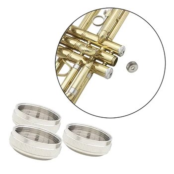 3 Adet Trompet vana kapağı Metal Trompet Kapağı Trompet Üst Alt vana kapağı Metal Gümüş Vidalı Piston Trompet Değiştirmeleri