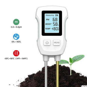 3 İn1 Toprak ph test cihazı LCD Ekran Bitki Sıcaklık Ortamı Nem Ölçer Toprak Higrometre Sensörü Bahçe Çim Tarım